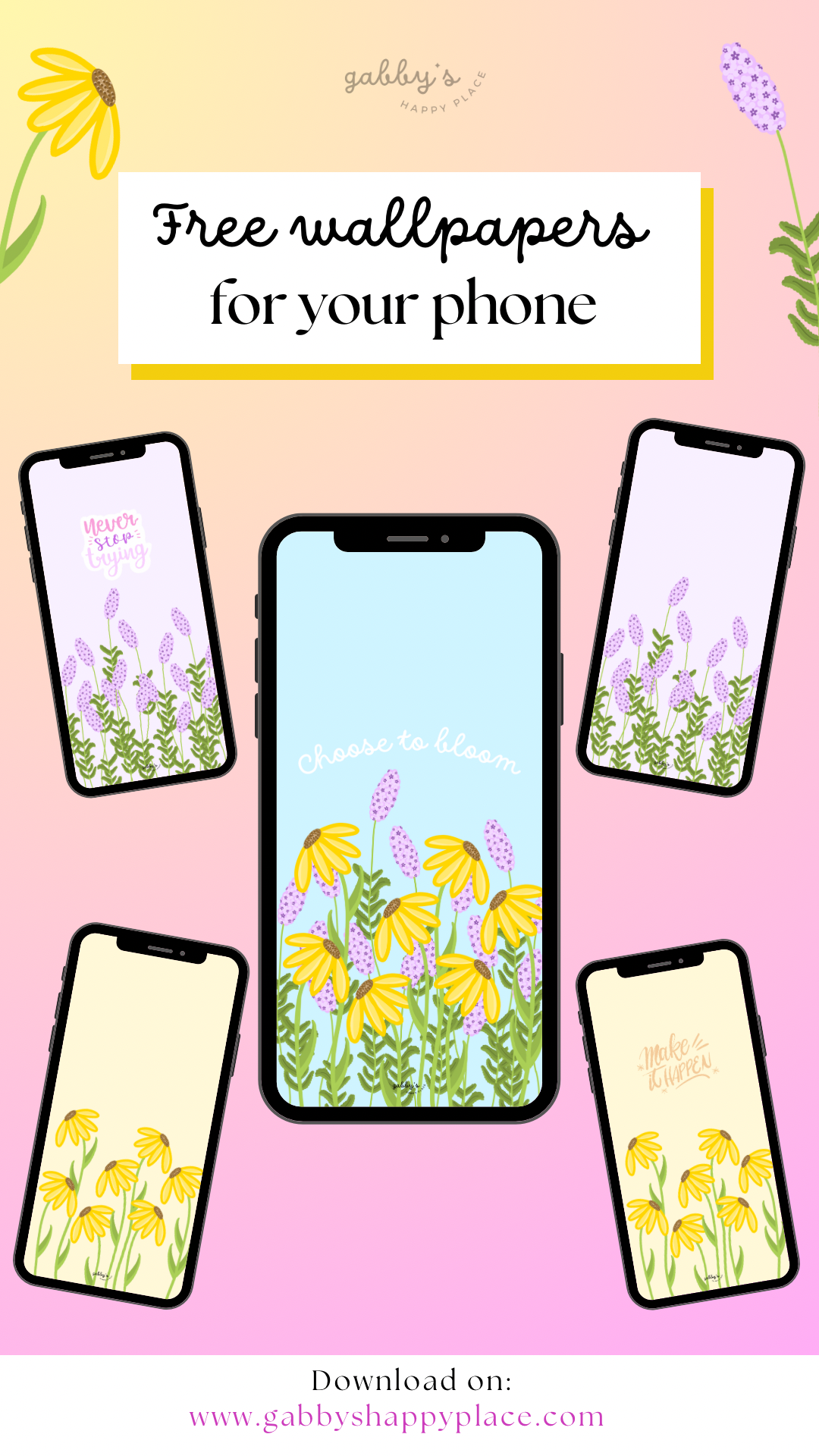 Floral Phone Wallpapers (Lavender & sunflower)