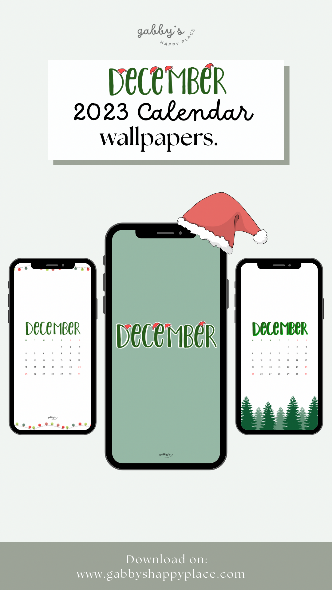 December 2023 calendar wallpapers.