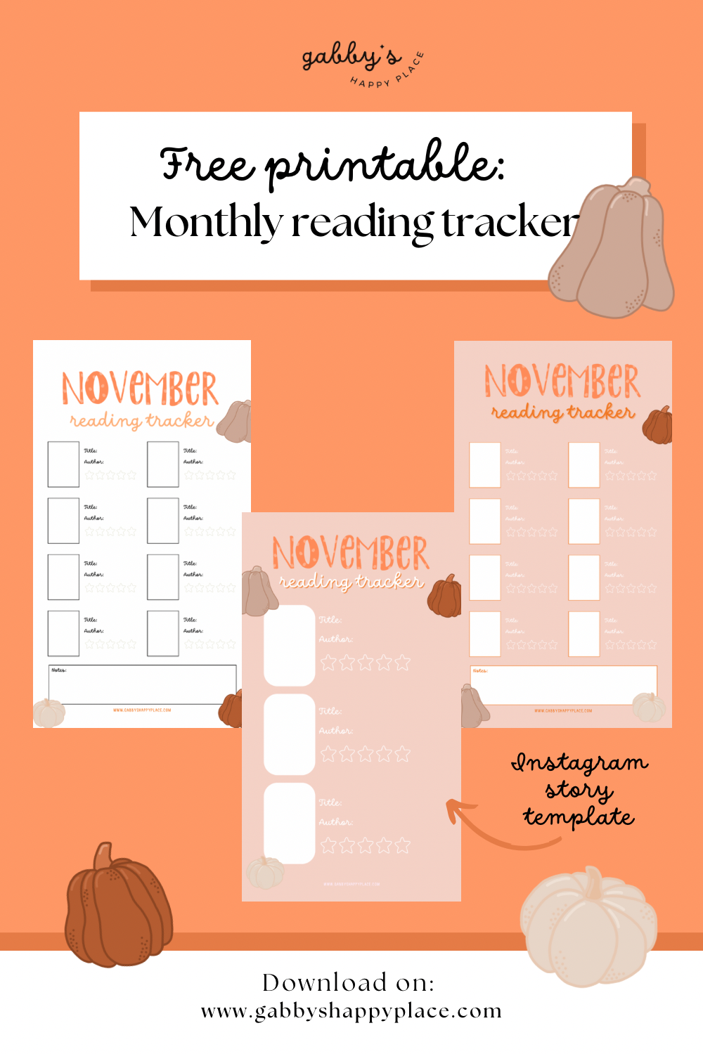 November Reading Tracker Templates.