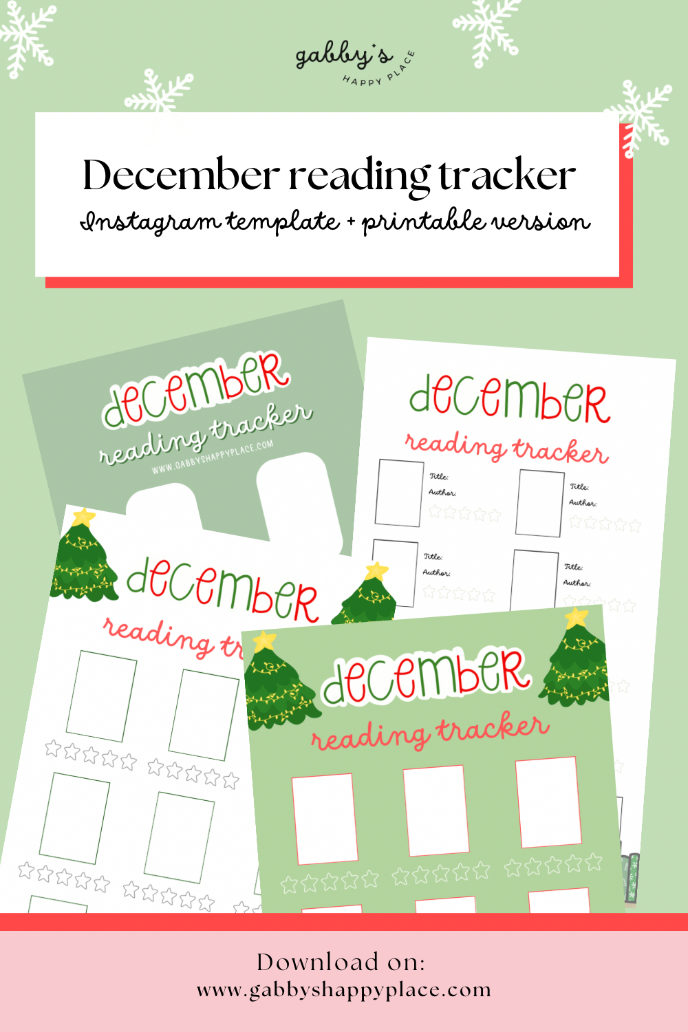 December reading tracker: Bookstagram Template.