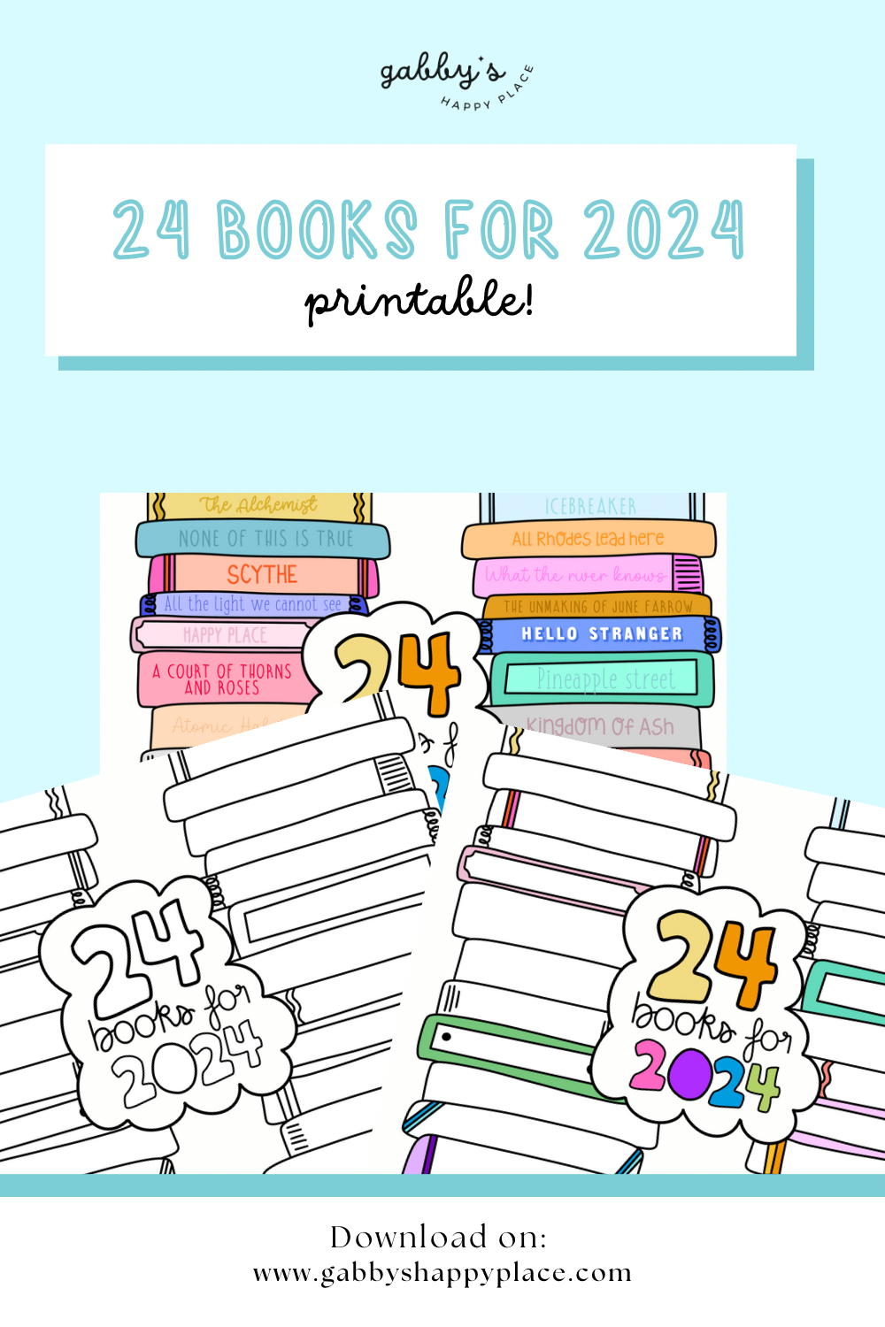 24 books for 2024 Printable