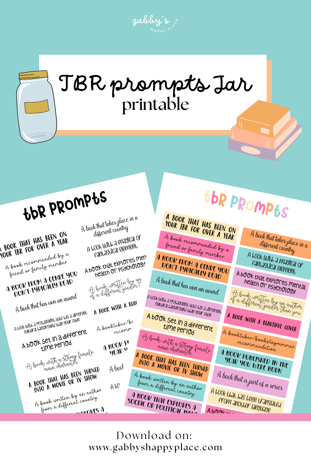 TBR Prompts Jar Printable