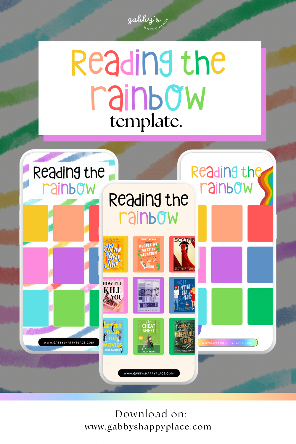 “Reading the rainbow” Reading Challenge Template.