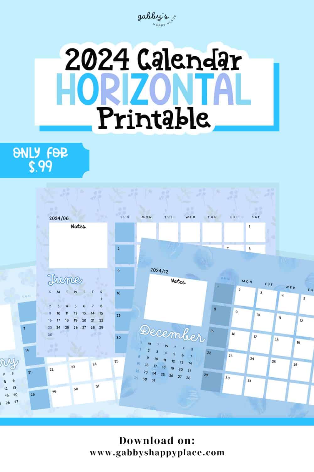 2024 Calendar Floral Printable